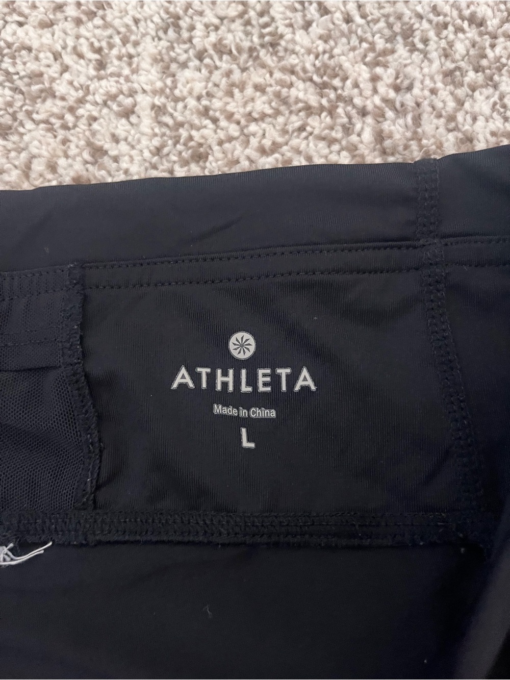 Athleta Women’s Large Black Geometric Side Panel 7/8 Athletic Leggings - Picture 5 of 8